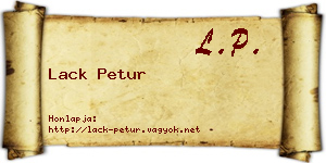 Lack Petur névjegykártya